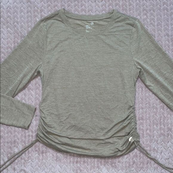 Gap Fit Womens Olive Green Brushed Tech Jersey Long Sleeve Tee - Picture 1 of 4